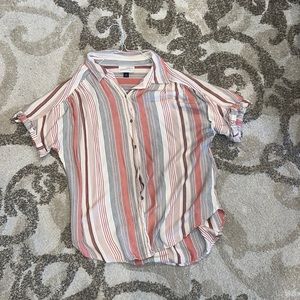 Men’s universal threads pink striped button up in size medium